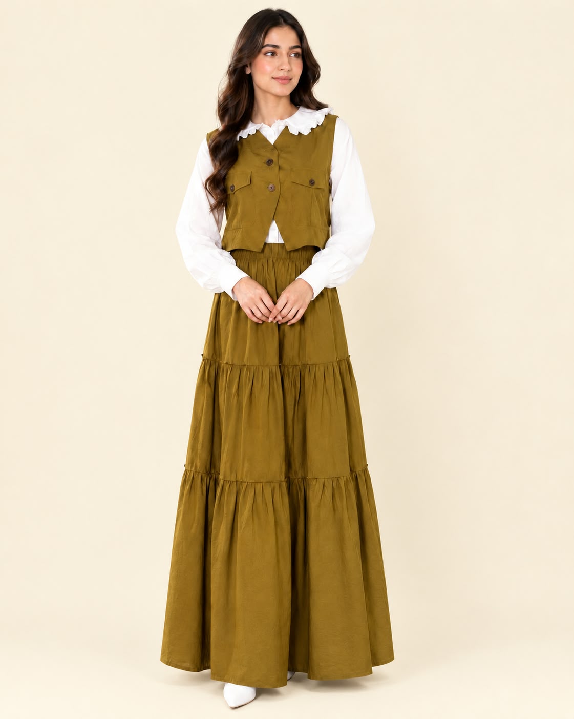 Vintage Olive Maxi Skirt