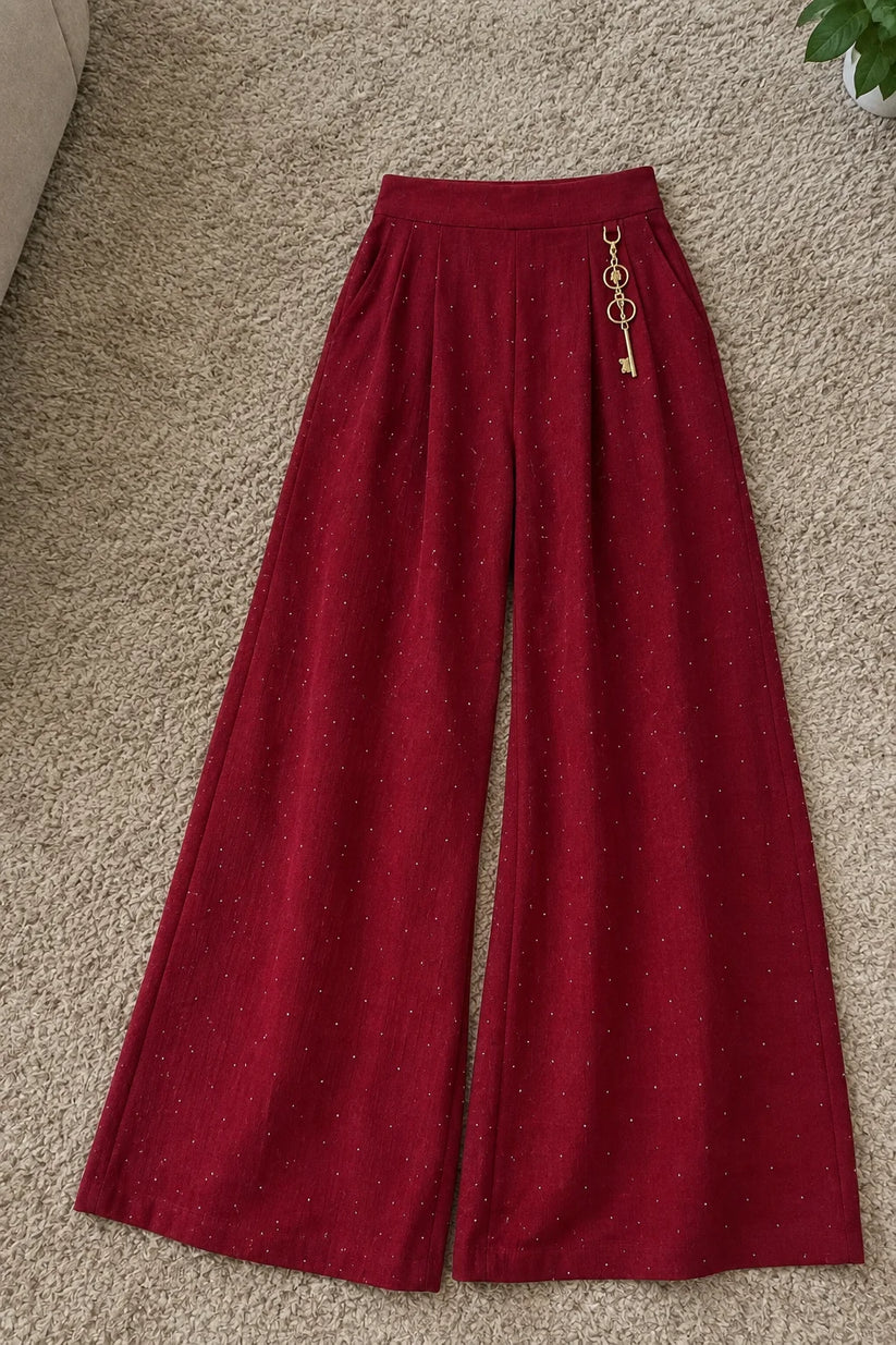 Maroon Wide Leg Palazzo Pants