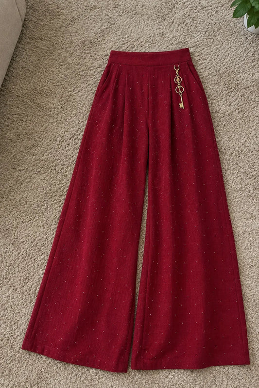 Maroon Wide Leg Palazzo Pants