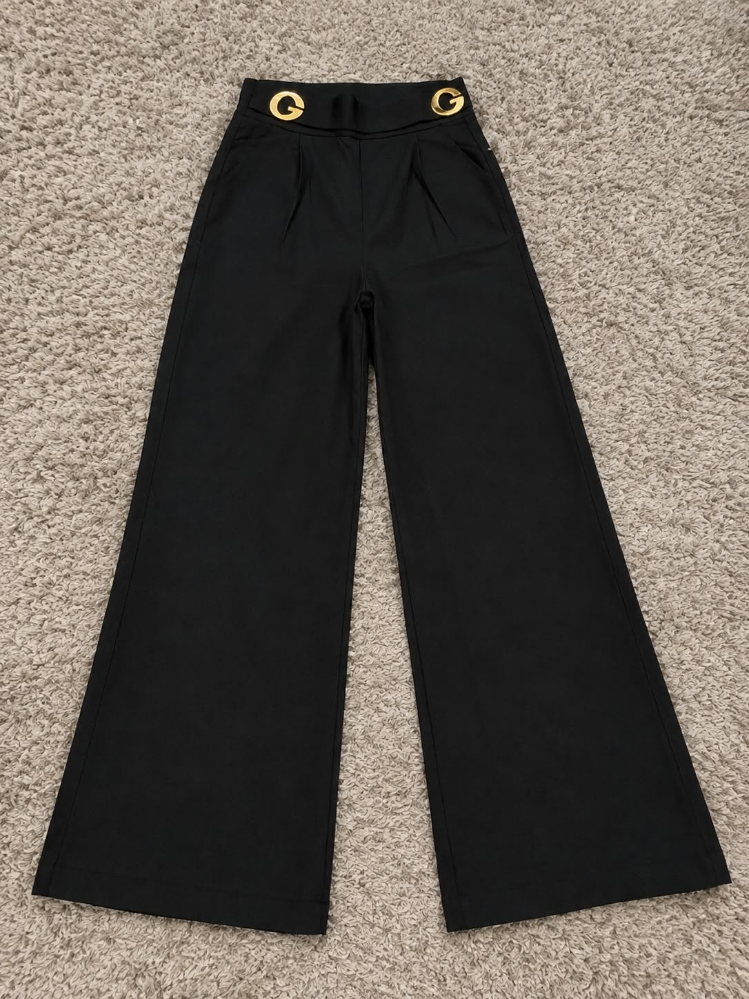 Black Pants with Bold Gold Buckle