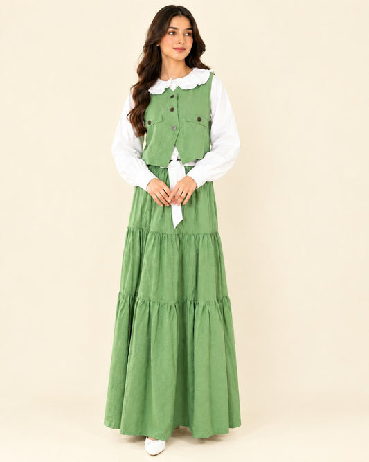 Sage Tiered Maxi Skirt