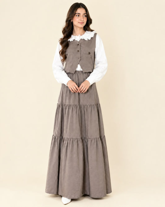 Taupe Tiered Maxi Skirt