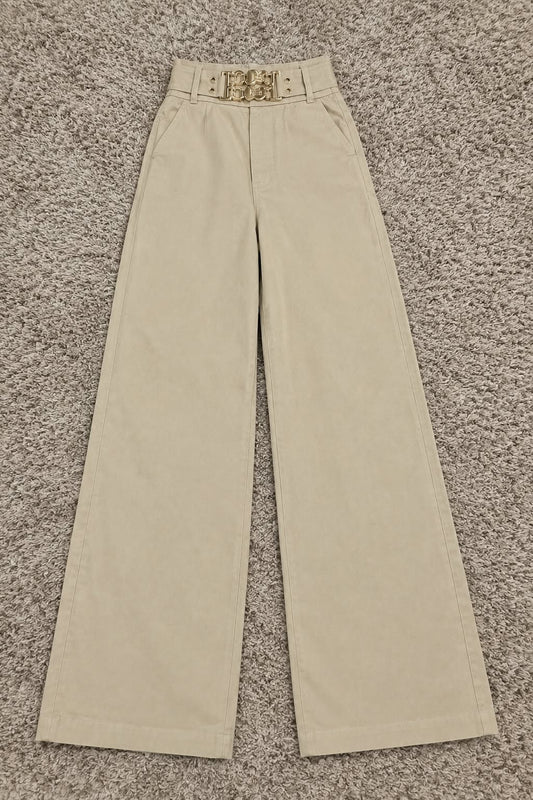 Skin Pants with Gold Buckle