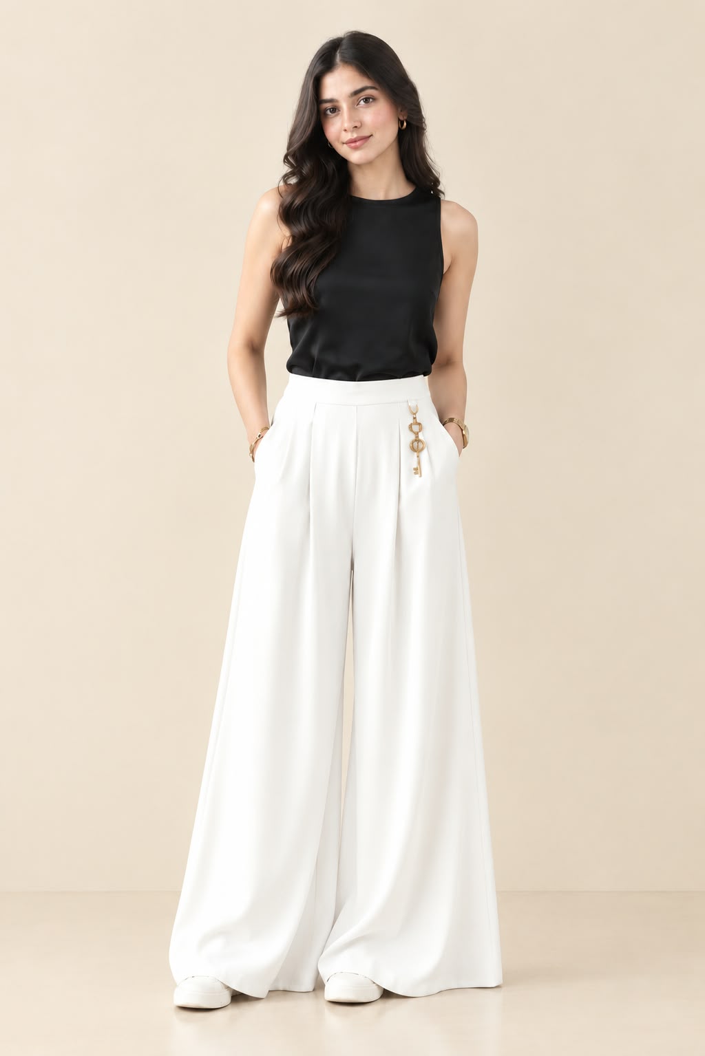 White Wide Leg Palazzo Pants